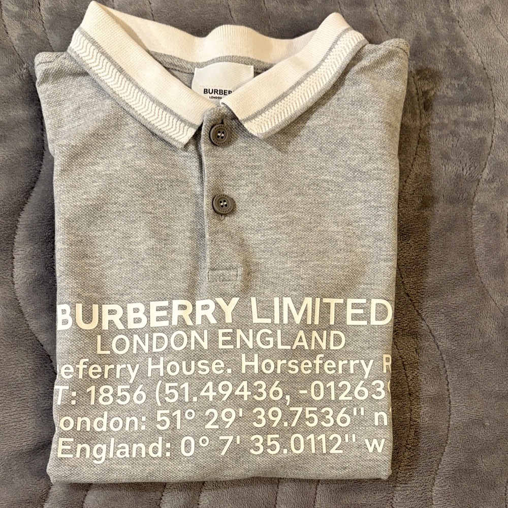 Burberry Kids Polo Shirt in Gray and White